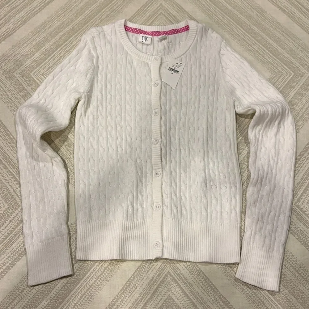Gap Kids White Cable Knit Cardigan Sweater